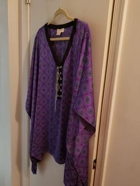 Michael Kors Purple and Black Patterned Tunic with Silver Accent